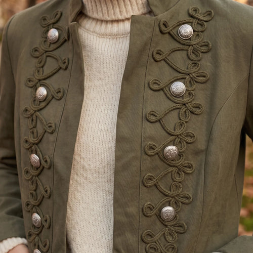 Chaqueta Verde Caqui Con Botones