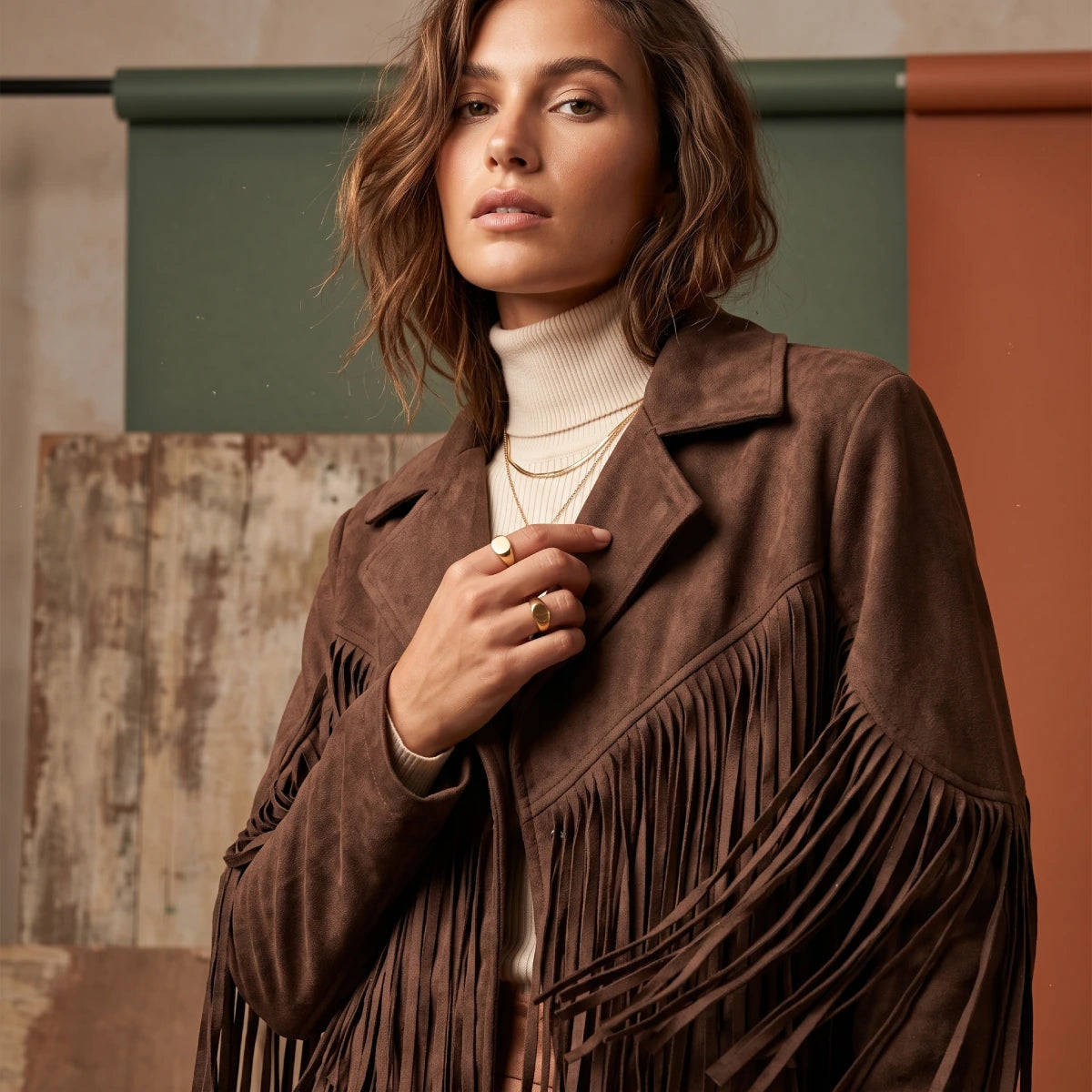 Chaqueta de Flecos Marrón Cowboy