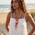 Collar Largo Lazo Detalles Rojos