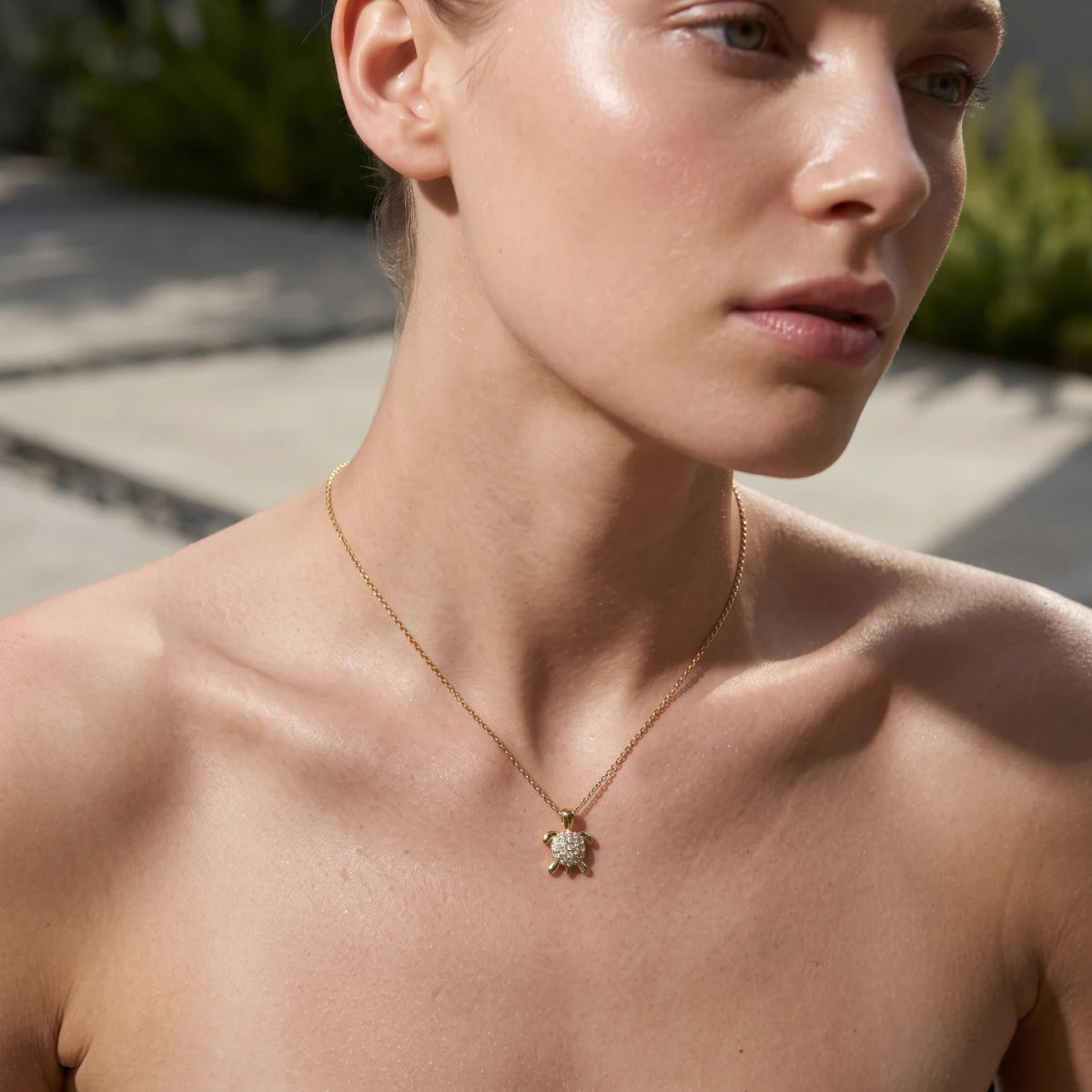 Collar Dorado Tortuga Circonitas