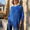 Poncho Azul Con Flecos