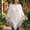 Poncho Blanco con Flecos