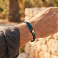 Pulsera de Cuero Trenzado Detalle Azul