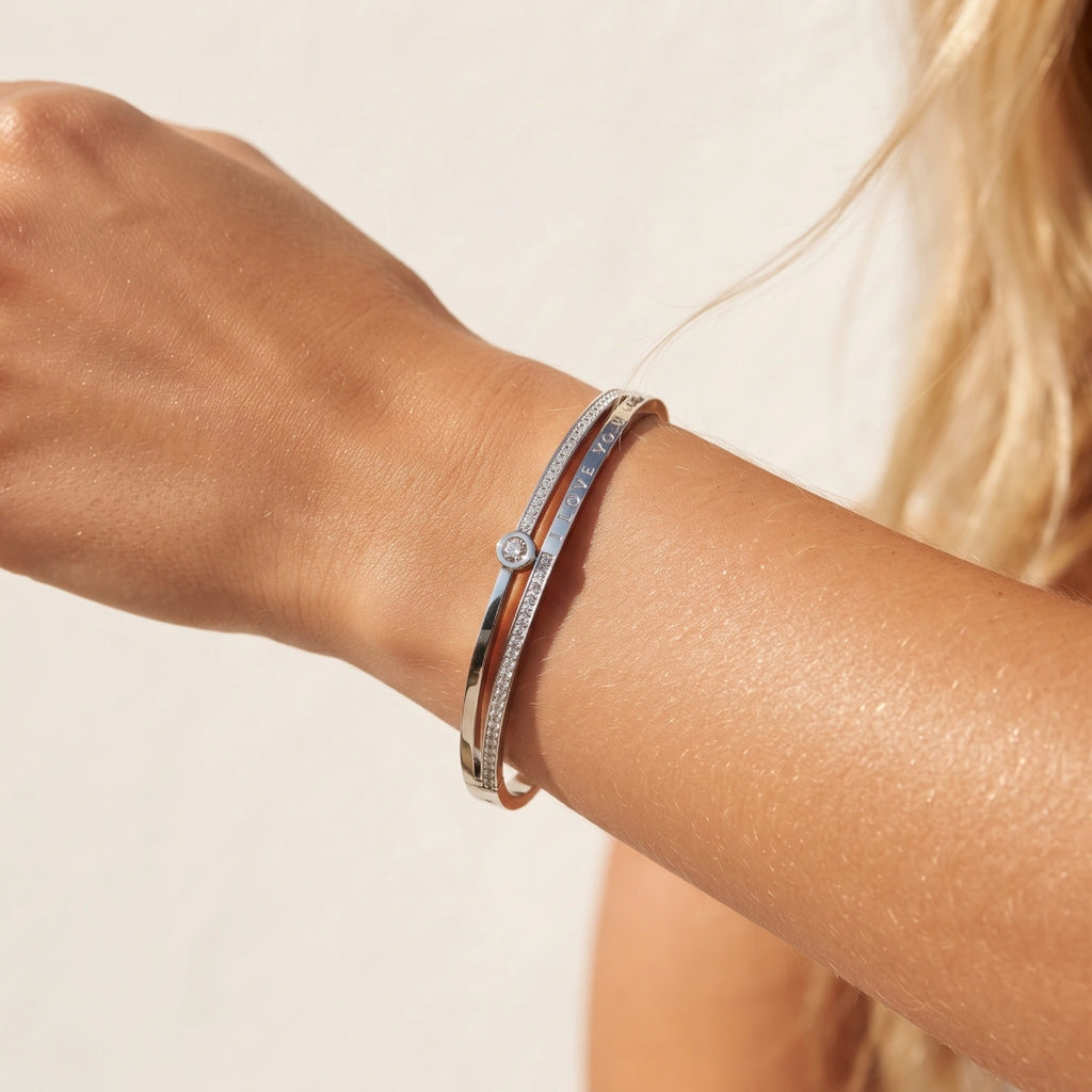 Pulsera Rígida Plateada Romana